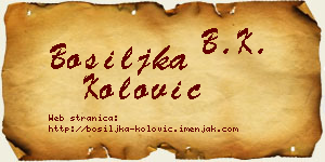 Bosiljka Kolović vizit kartica